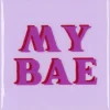 Daan Kromhout Design tegeltje keramiek my bae 10x10cm purple