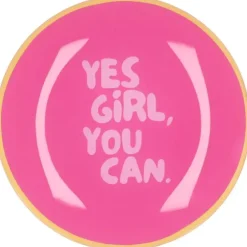 Daan Kromhout Design tegeltje glas yes girl, you can 18x18cm