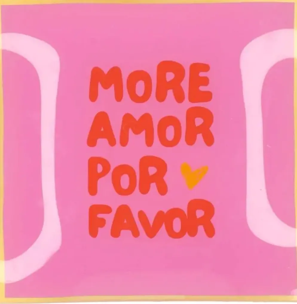 Daan Kromhout Design tegeltje glas more amor for favor 18x18cm