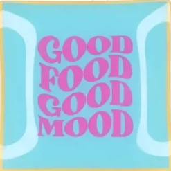 Daan Kromhout Design tegeltje glas good food good mood 18x18cm