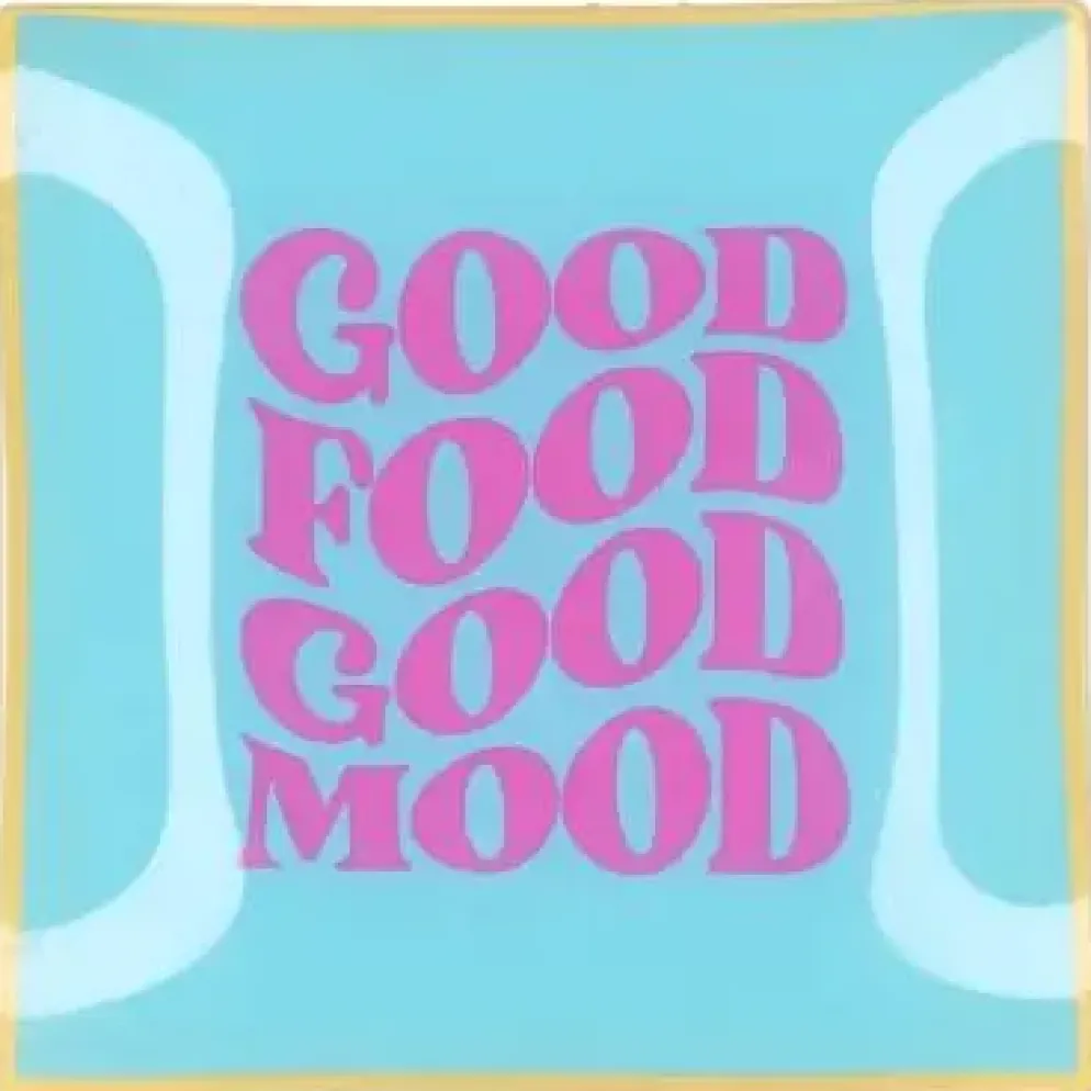 Daan Kromhout Design tegeltje glas good food good mood 18x18cm