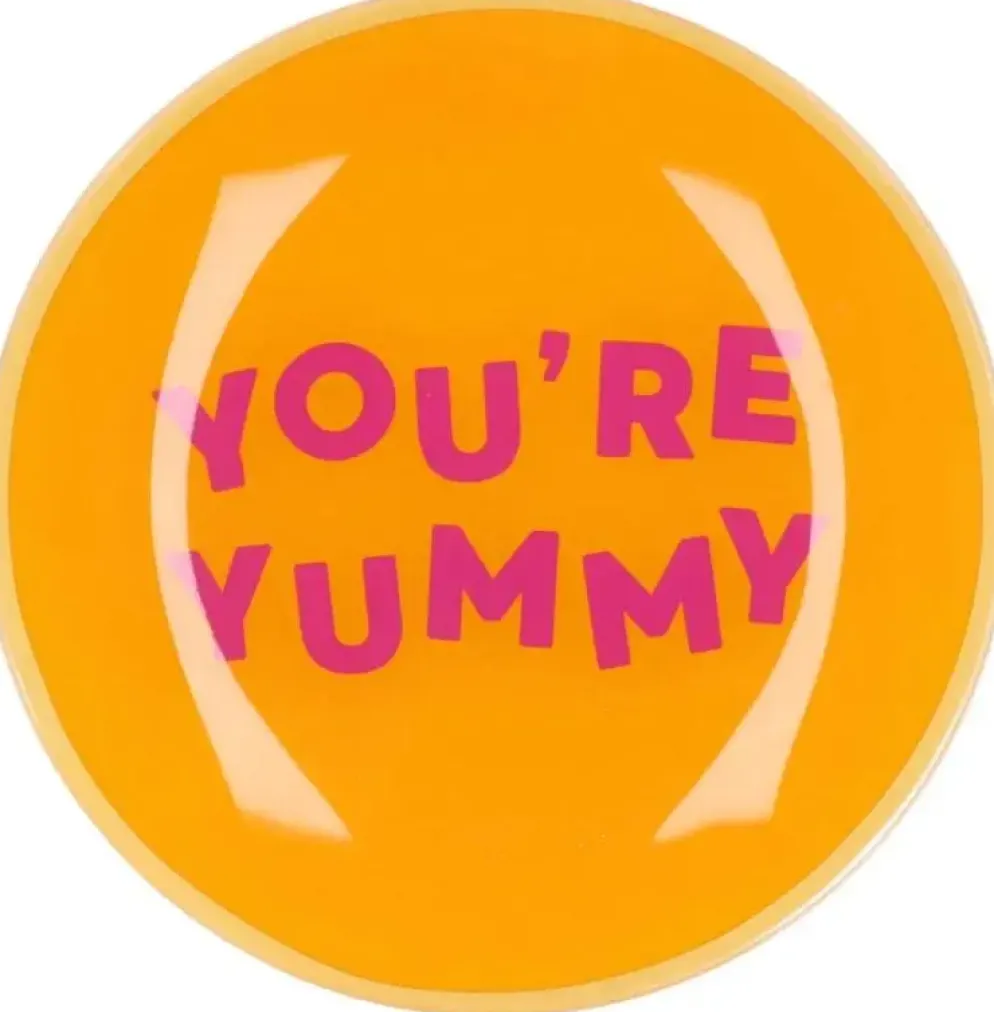 Daan Kromhout Design tegeltje glas you're yummy 18x18cm