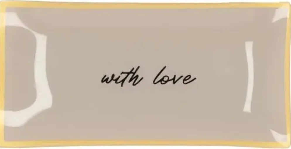 Daan Kromhout Design tegeltje glas with love 20x10cm