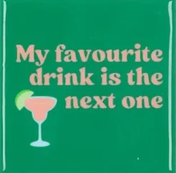Daan Kromhout Design tegeltje my favorite drink 10x10cm groen