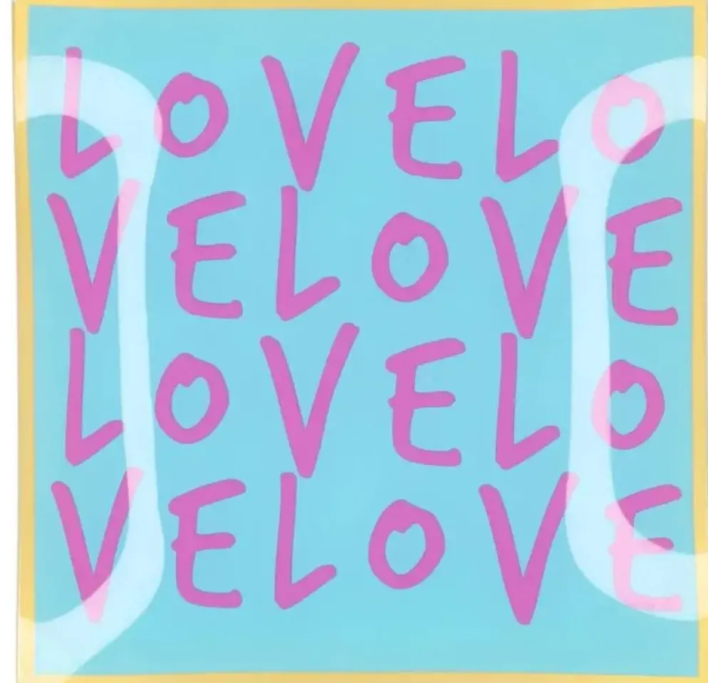 Daan Kromhout Design tegeltje glas love love love 18x18cm