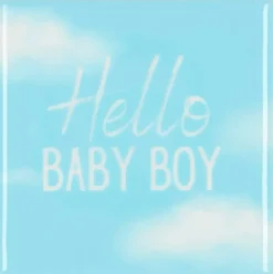 Daan Kromhout Design tegeltje keramiek hello baby boy 10x10cm blue