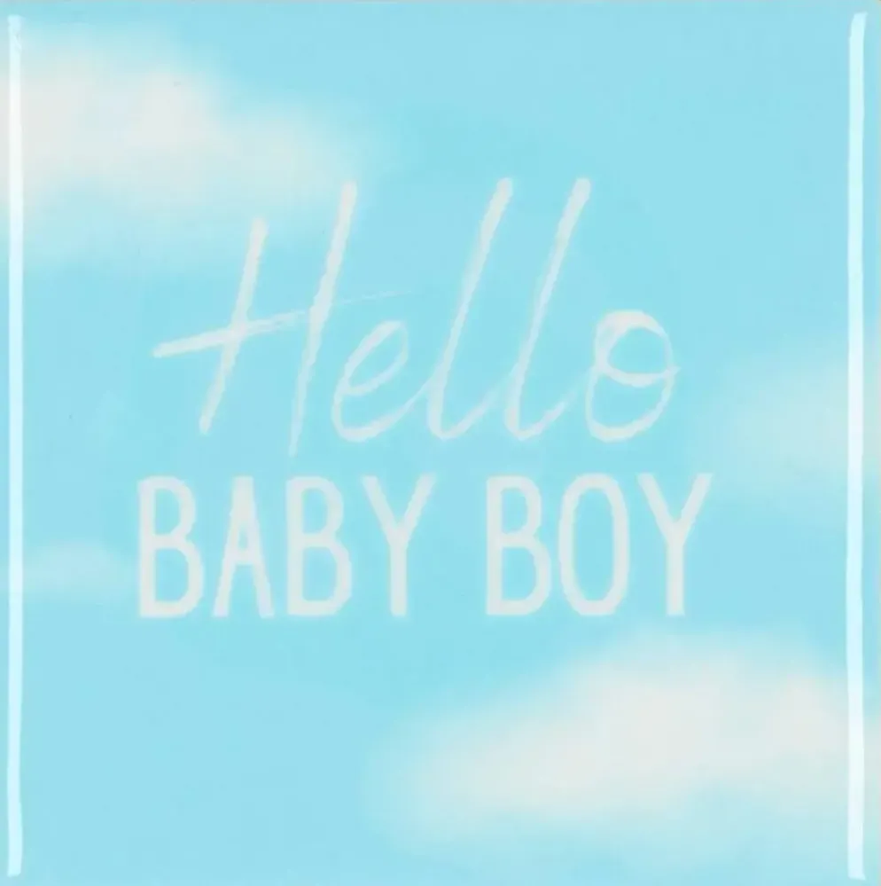 Daan Kromhout Design tegeltje keramiek hello baby boy 10x10cm blue