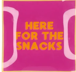 Daan Kromhout Design tegeltje glas here for the snacks 18x18cm