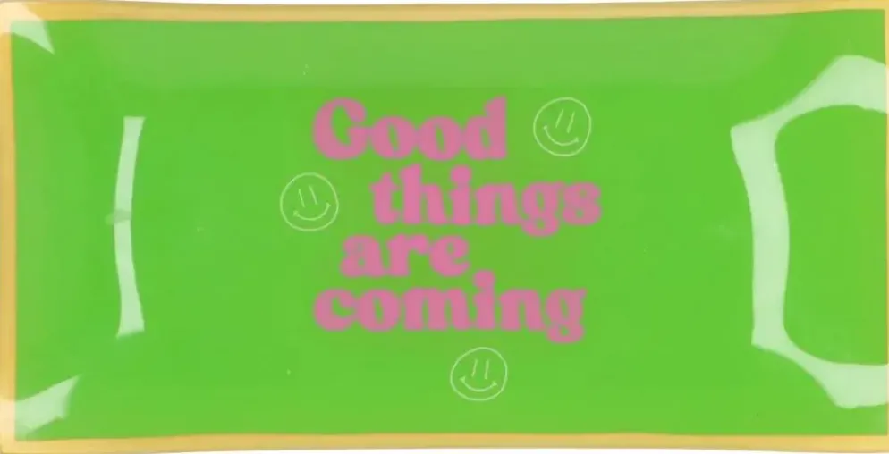 Daan Kromhout Design tegeltje glas good things are coming 20x10cm