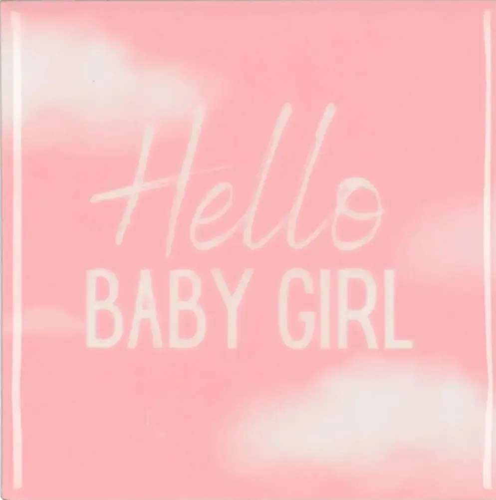 Daan Kromhout Design tegeltje keramiek hello baby girl 10x10cm pink