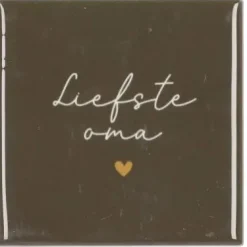 Daan Kromhout Design tegeltje liefste oma 10x10cm groen