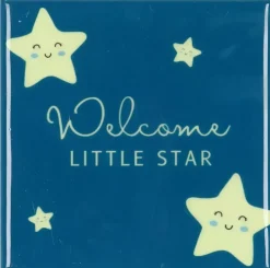 Daan Kromhout Design tegeltje keramiek welcome little star 10x10cm blue