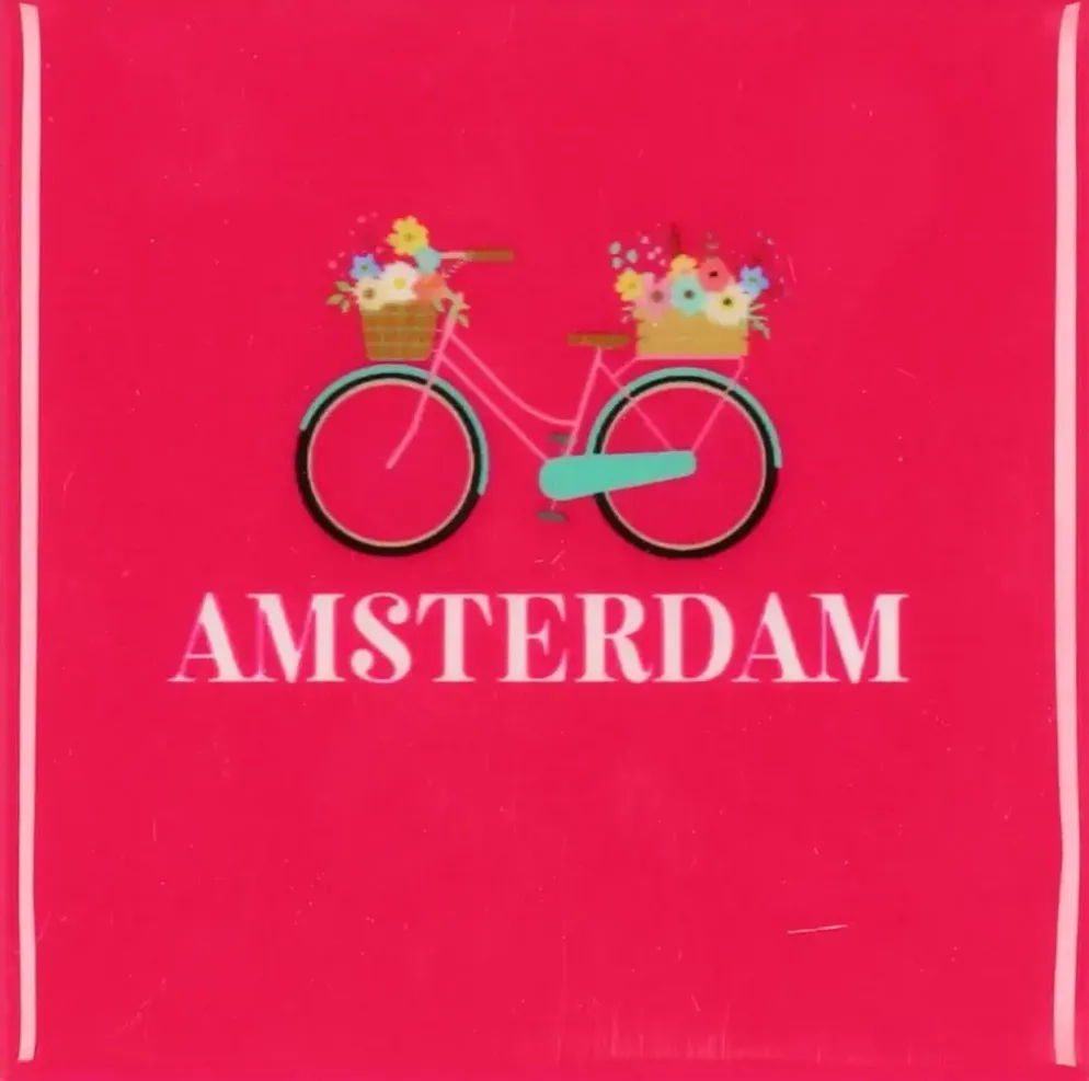 Daan Kromhout Design tegeltje keramiek amsterdam 10x10cm pink