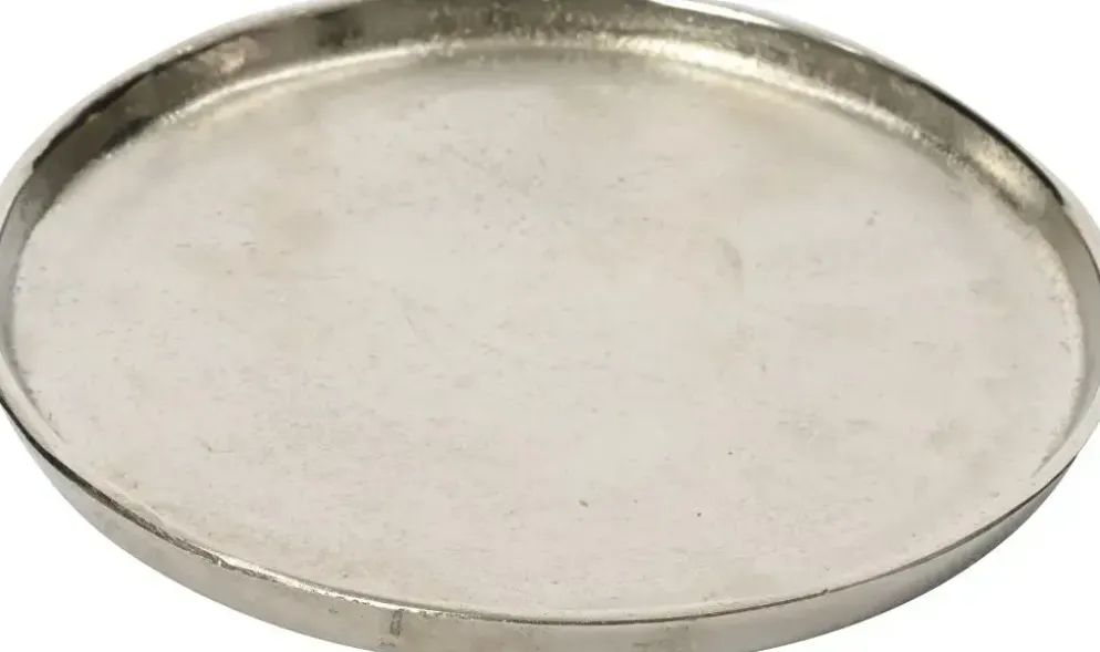Decoris decoratiebord aluminium rond 30.5x2.5cm zilver