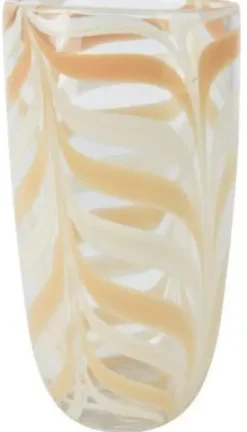Decoris vaas glas deco 15.5x30cm crème, transparant