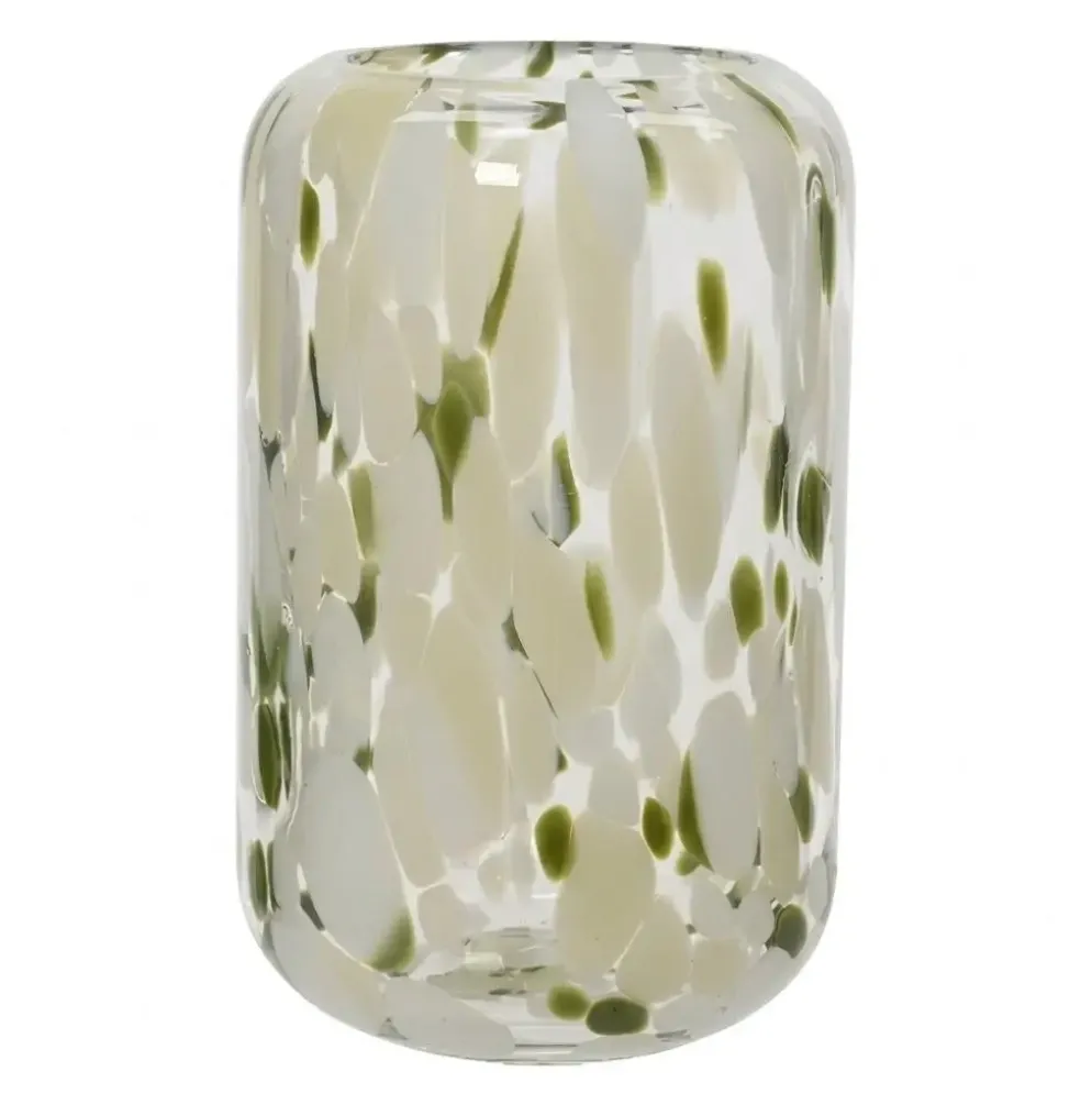 Decoris vaas glas lea 15.5x32cm crème