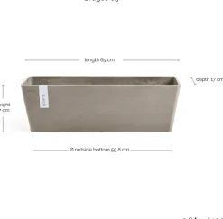 Ecopots Bruges Taupe L65 x B20 x H20 cm
