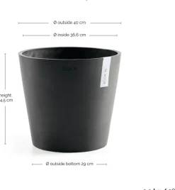 Ecopots kunststof bloempot amsterdam 40x35 cm donkergrijs