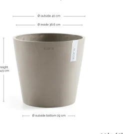 Ecopots kunststof bloempot amsterdam 40x35 cm taupe