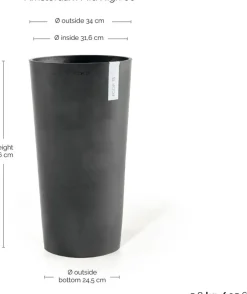Ecopots kunststof bloempot amsterdam hoog 34x66 cm donkergrijs