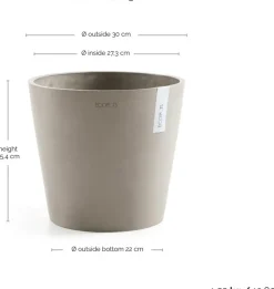 Ecopots kunststof bloempot amsterdam 30x26.3 cm taupe