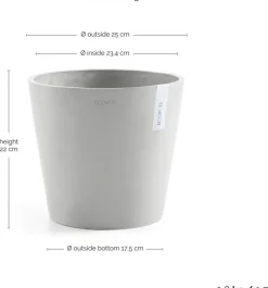 Ecopots kunststof bloempot amsterdam 25x22 cm witgrijs