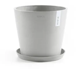 Ecopots kunststof bloempot amsterdam 25x22 cm witgrijs