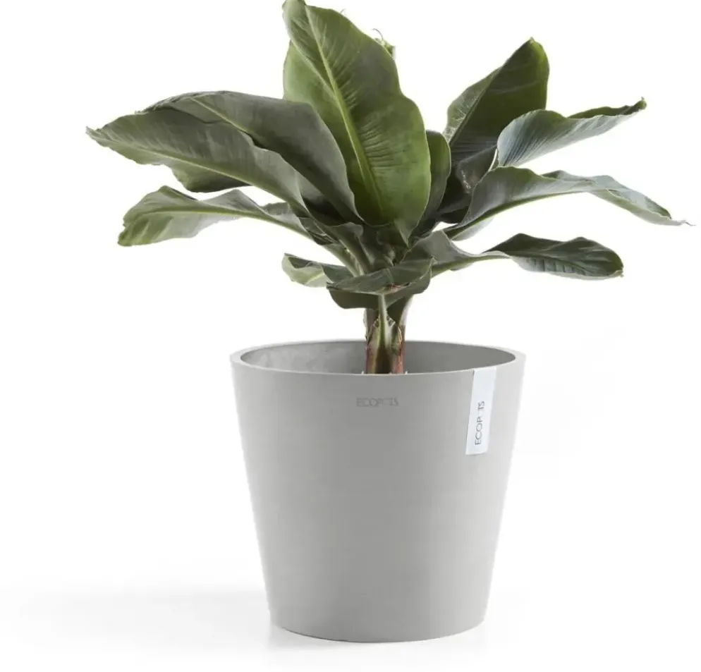 Ecopots kunststof bloempot amsterdam 25x22 cm witgrijs