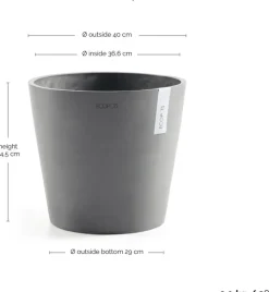 Ecopots kunststof bloempot amsterdam 40x35 cm grijs