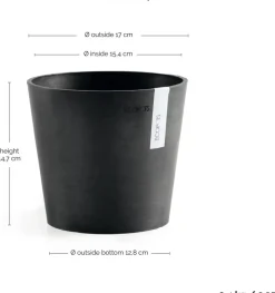 Ecopots kunststof bloempot amsterdam 17x14.7 cm donkergrijs