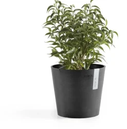 Ecopots kunststof bloempot amsterdam 17x14.7 cm donkergrijs