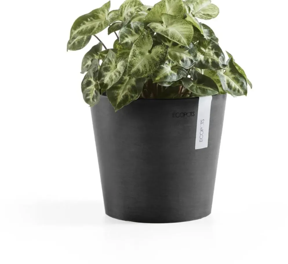 Ecopots kunststof bloempot amsterdam 17x14.7 cm donkergrijs