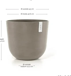 Ecopots kunststof bloempot oslo 45x39.2 cm taupe