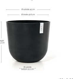 Ecopots kunststof bloempot oslo 45x39.2 cm donkergrijs
