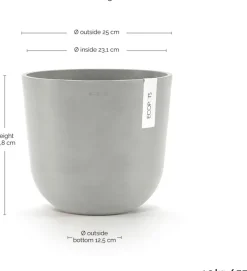 Ecopots kunststof bloempot oslo 25x21.8 cm witgrijs
