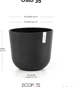 Ecopots kunststof bloempot oslo 35x30.5 cm donkergrijs