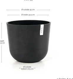 Ecopots kunststof bloempot oslo 35x30.5 cm donkergrijs