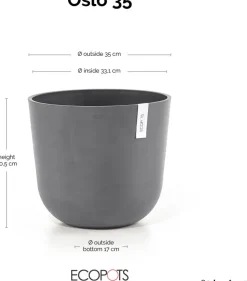 Ecopots kunststof bloempot oslo 35x30.5 cm grijs