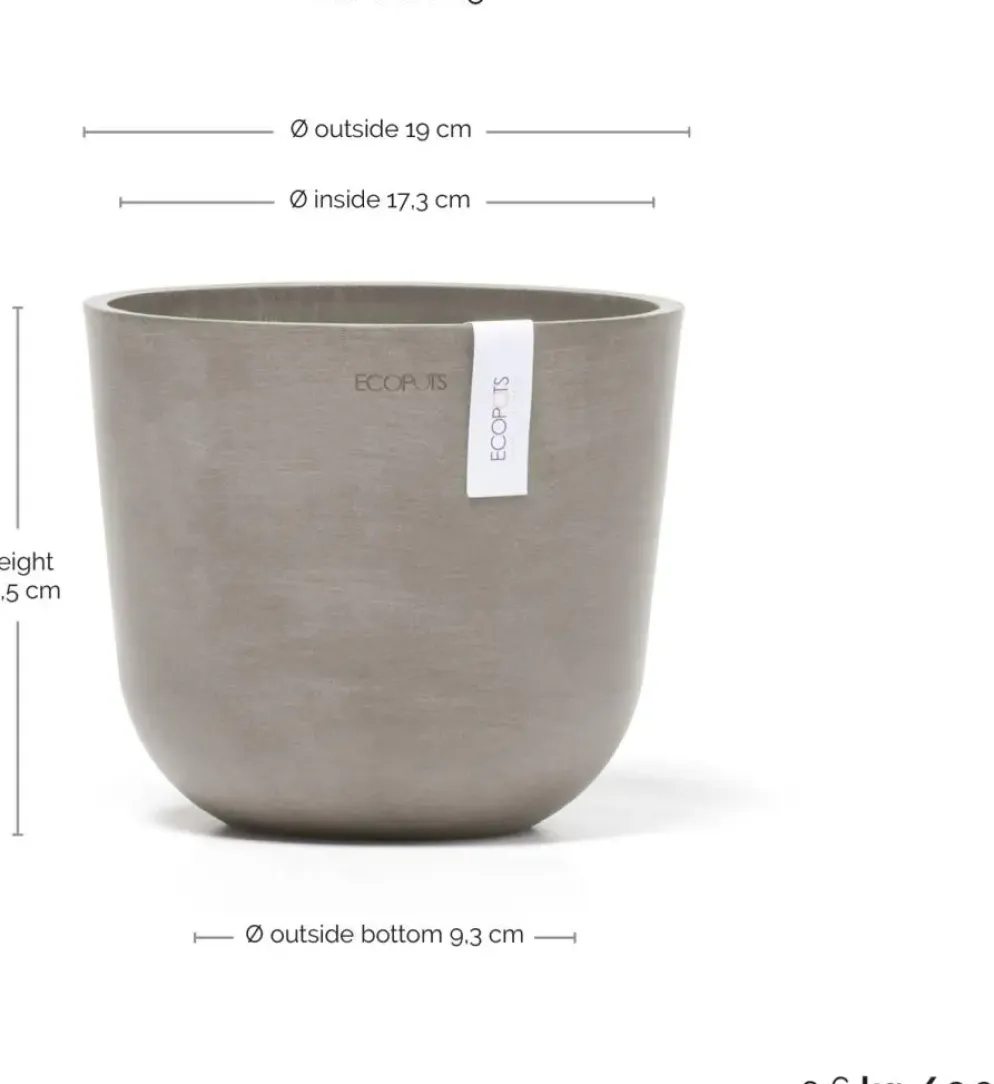 Ecopots kunststof bloempot oslo 19x16.5 cm taupe