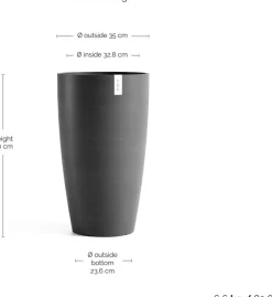 Ecopots kunststof bloempot stockholm 35x60 cm donkergrijs