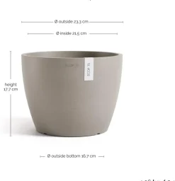 Ecopots kunststof bloempot stockholm 23.3x17.6 cm taupe