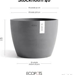 Ecopots kunststof bloempot stockholm 40x30 cm grijs
