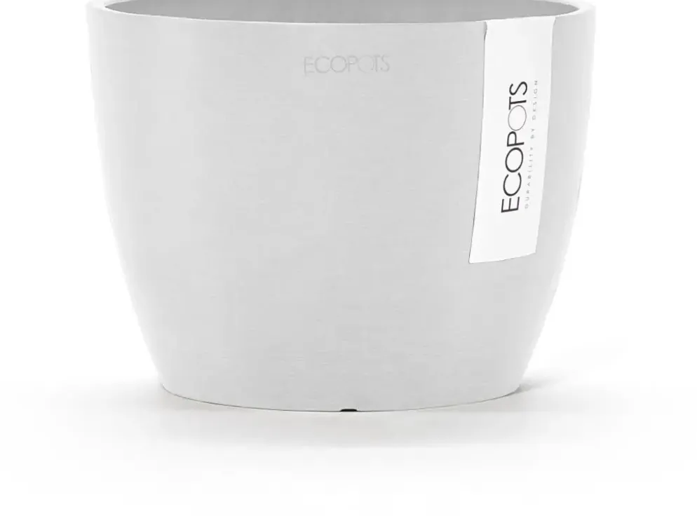 Ecopots kunststof bloempot stockholm 16.2x12 cm puurwit