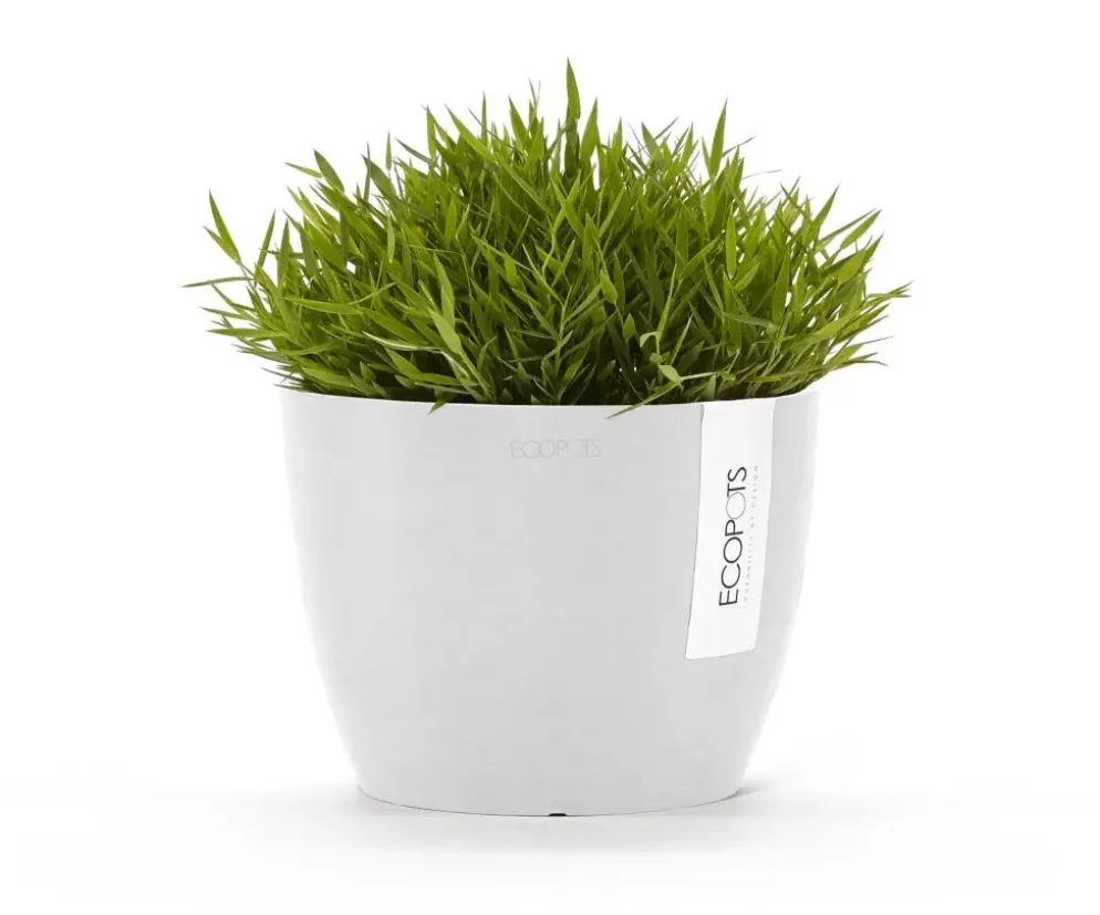 Ecopots kunststof bloempot stockholm 16.2x12 cm puurwit