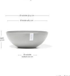 Ecopots kunststof bloempot vienna 50x18 cm witgrijs
