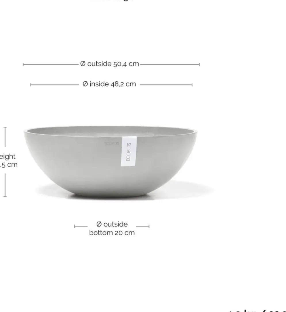 Ecopots kunststof bloempot vienna 50x18 cm witgrijs