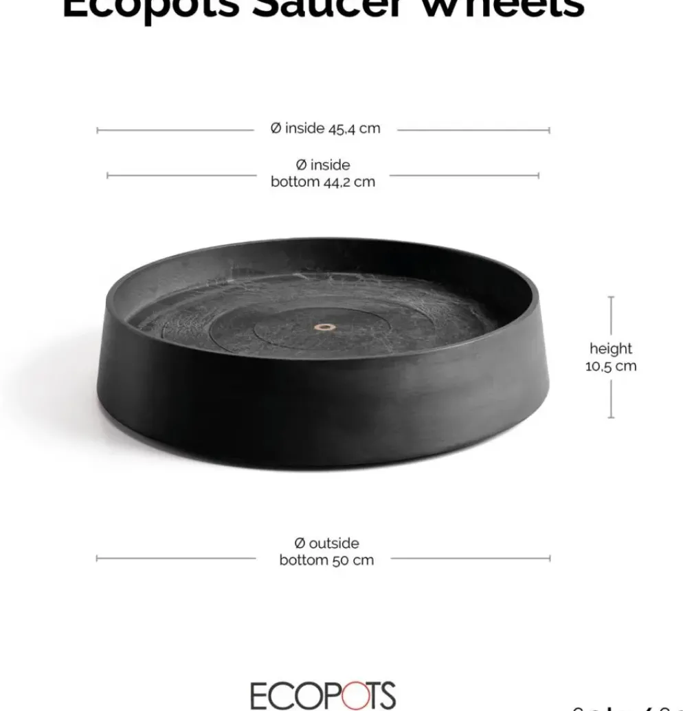 Ecopots kunststof oslo schotel met wielen 50x10.5 cm donkergrijs