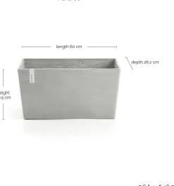 Ecopots kunststof plantenbak paris 60x26x40.5cm witgrijs