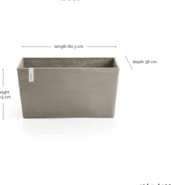 Ecopots kunststof plantenbak paris 80x38x38cm taupe