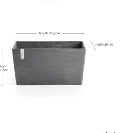 Ecopots kunststof plantenbak paris 80x38x40.5cm grijs